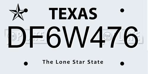 DF6W476 Texas License Plate