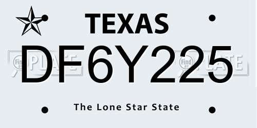 DF6Y225 Texas License Plate