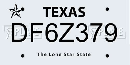 DF6Z379 Texas License Plate
