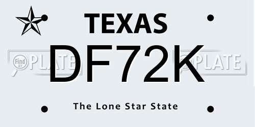 DF72K Texas License Plate