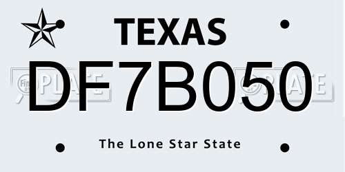 DF7B050 Texas License Plate