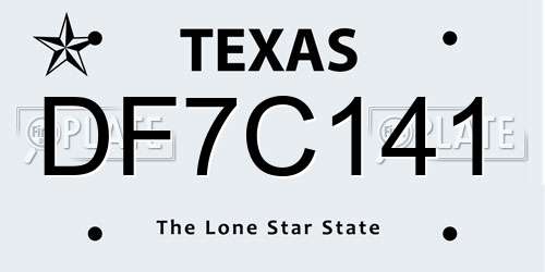DF7C141 Texas License Plate