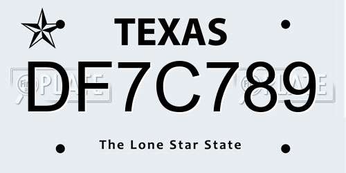 DF7C789 Texas License Plate
