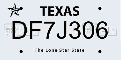 DF7J306 Texas License Plate