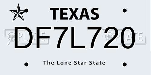 DF7L720 Texas License Plate