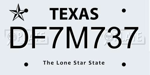 DF7M737 Texas License Plate
