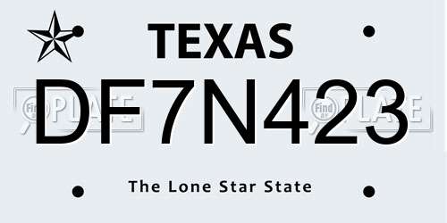 DF7N423 Texas License Plate