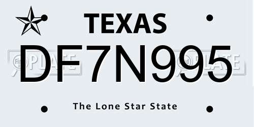 DF7N995 Texas License Plate