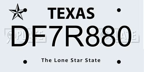 DF7R880 Texas License Plate