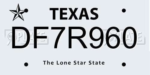 DF7R960 Texas License Plate