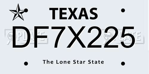 DF7X225 Texas License Plate
