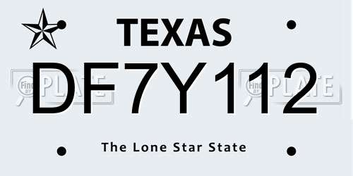 DF7Y112 Texas License Plate