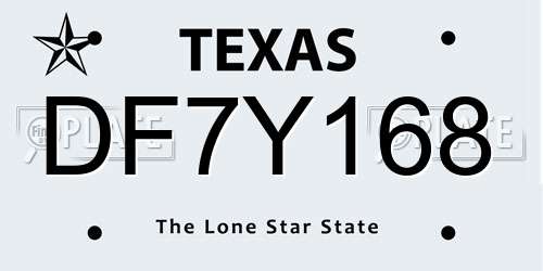 DF7Y168 Texas License Plate