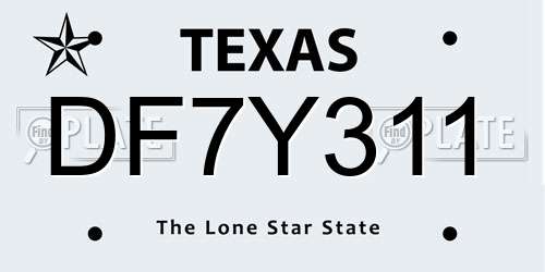 DF7Y311 Texas License Plate