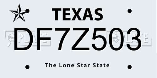 DF7Z503 Texas License Plate
