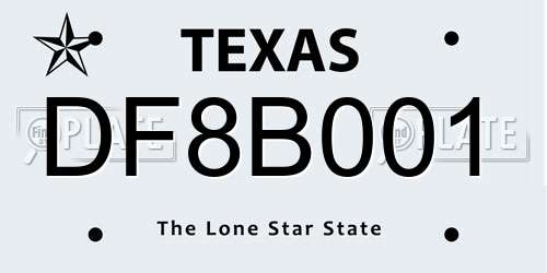 DF8B001 Texas License Plate