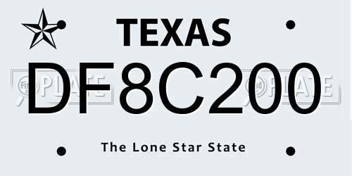 DF8C200 Texas License Plate