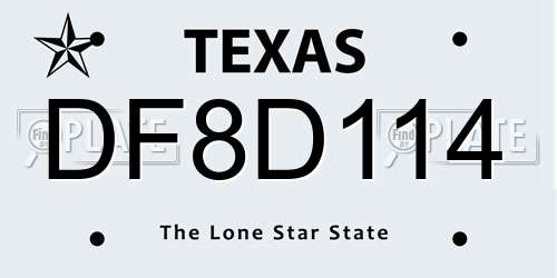 DF8D114 Texas License Plate