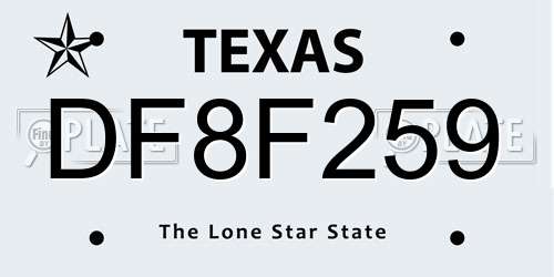 DF8F259 Texas License Plate