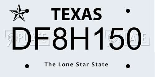 DF8H150 Texas License Plate