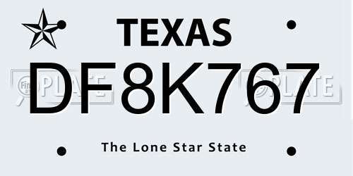 DF8K767 Texas License Plate