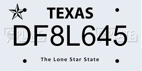 DF8L645 Texas License Plate