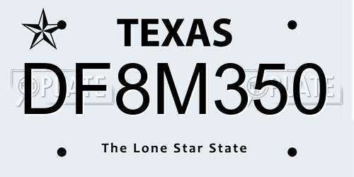 DF8M350 Texas License Plate