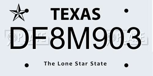 DF8M903 Texas License Plate