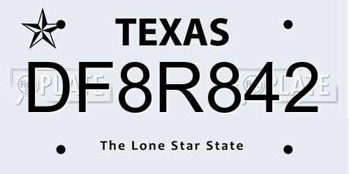 DF8R842 Texas License Plate
