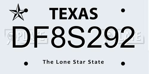 DF8S292 Texas License Plate