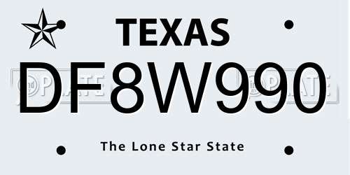 DF8W990 Texas License Plate
