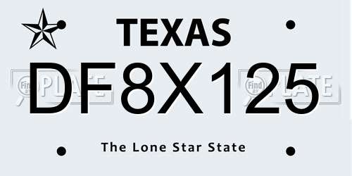 DF8X125 Texas License Plate