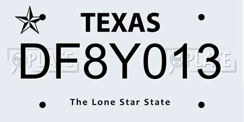 DF8Y013 Texas License Plate
