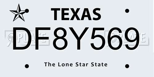 DF8Y569 Texas License Plate