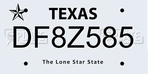 DF8Z585 Texas License Plate