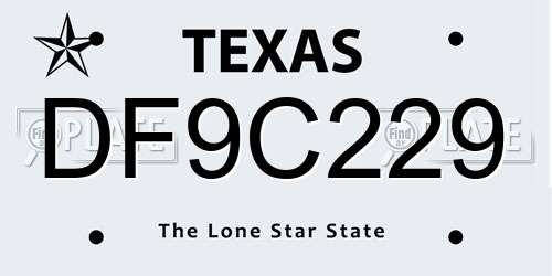 DF9C229 Texas License Plate