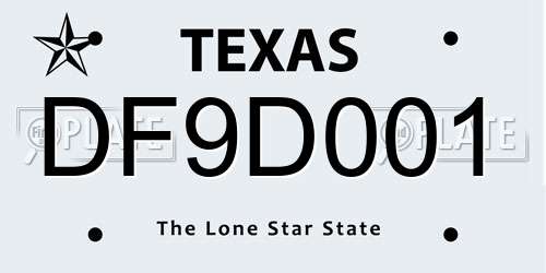 DF9D001 Texas License Plate