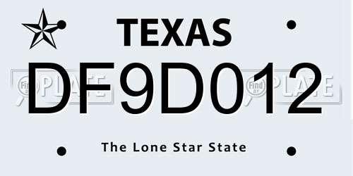 DF9D012 Texas License Plate