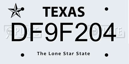 DF9F204 Texas License Plate
