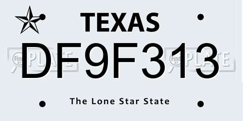 DF9F313 Texas License Plate