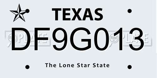DF9G013 Texas License Plate
