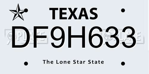 DF9H633 Texas License Plate