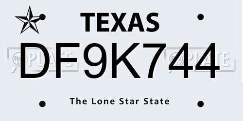 DF9K744 Texas License Plate