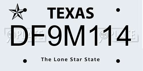 DF9M114 Texas License Plate
