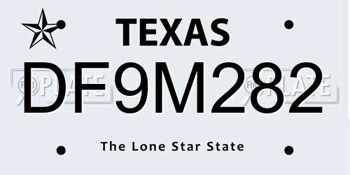 DF9M282 Texas License Plate