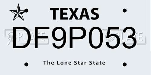 DF9P053 Texas License Plate