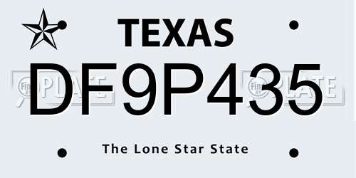 DF9P435 Texas License Plate