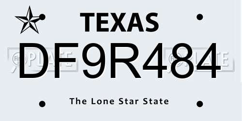 DF9R484 Texas License Plate