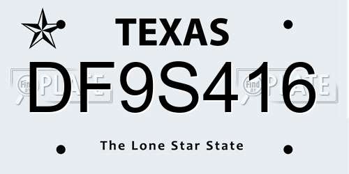 DF9S416 Texas License Plate