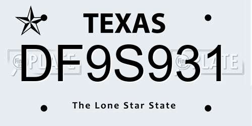 DF9S931 Texas License Plate
